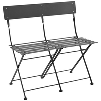 2 Seater Folding Metal Bistro Bench – Dark Grey