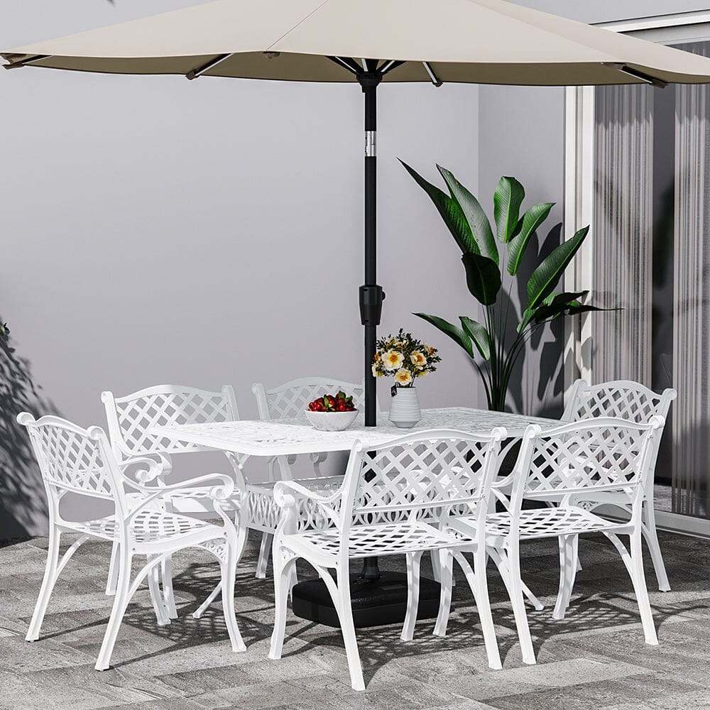 150cm Wide Garden Dining Table Hollow Cast Aluminium Tables