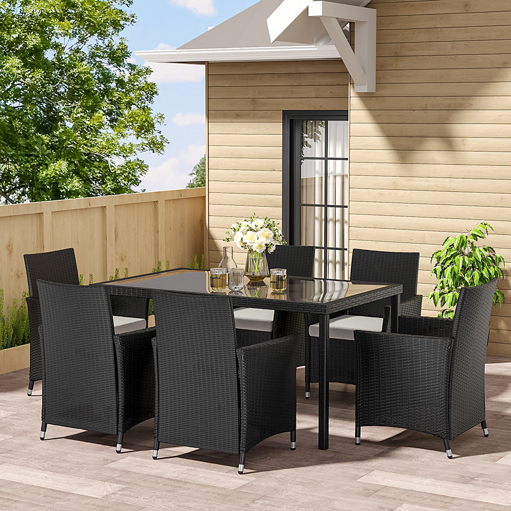 4ft Width Garden Table Dining Patio Outdoor Table Black/Brown