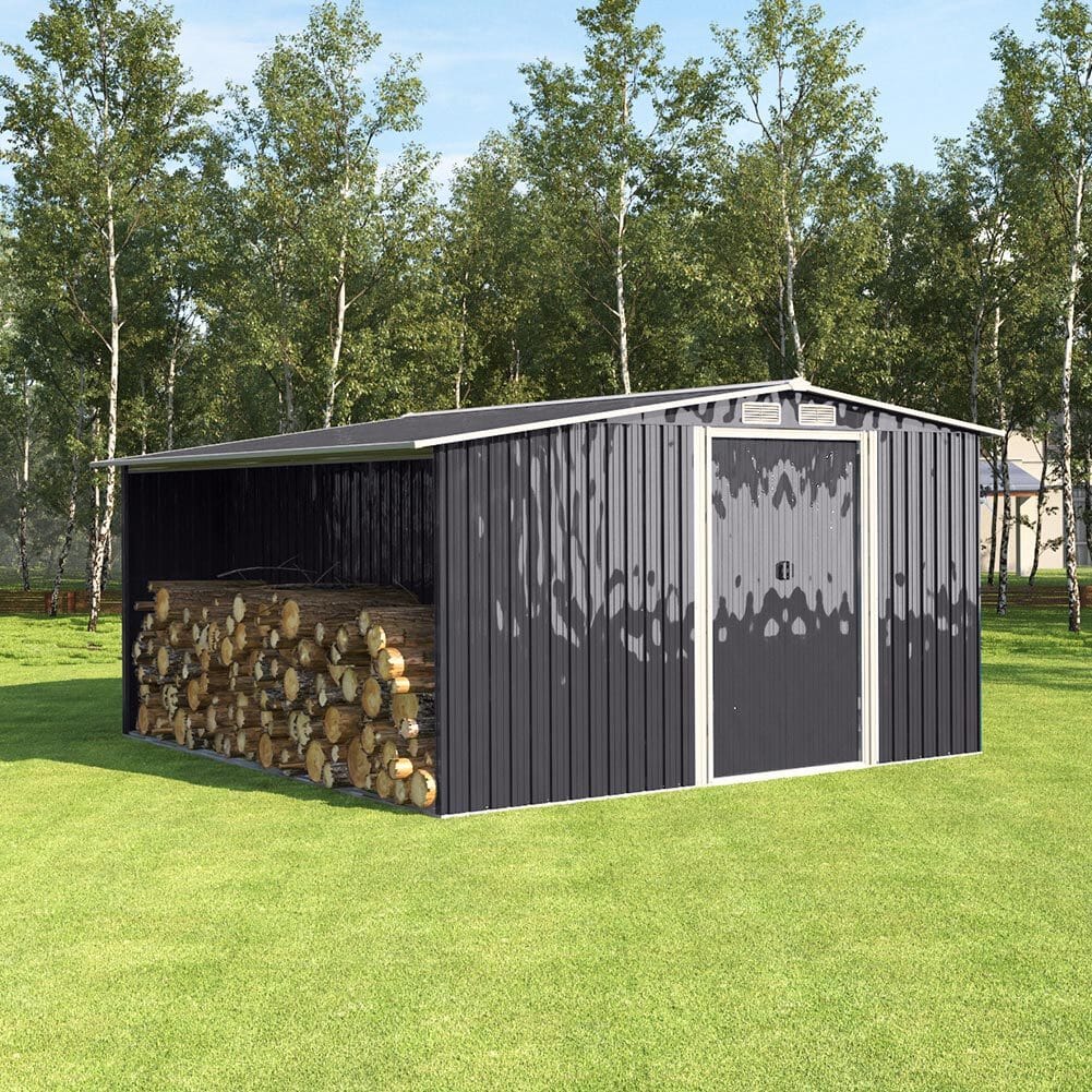 10.8 ft H Steel Garden Storage Bike Shed with Gable Roof Top Air Circulation Design