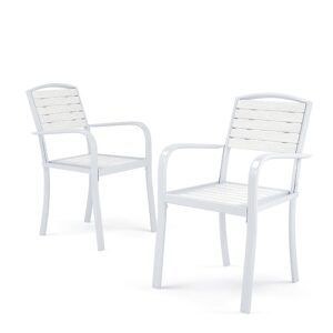 Set of 2/4 Garden Dining Armchairs with Metal Legs