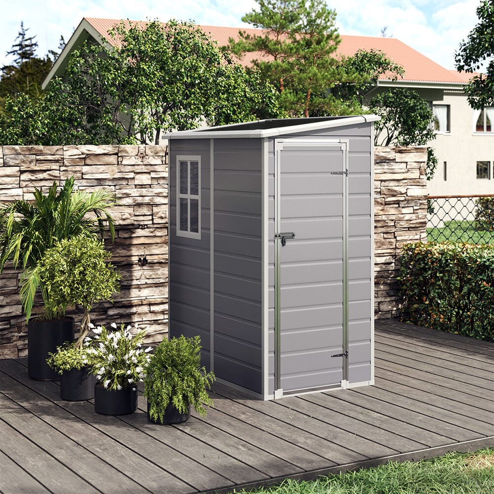 4×2ft/ 4×3ft Plastic Outdoor Garden Storage Shed with Style A/B in Grey