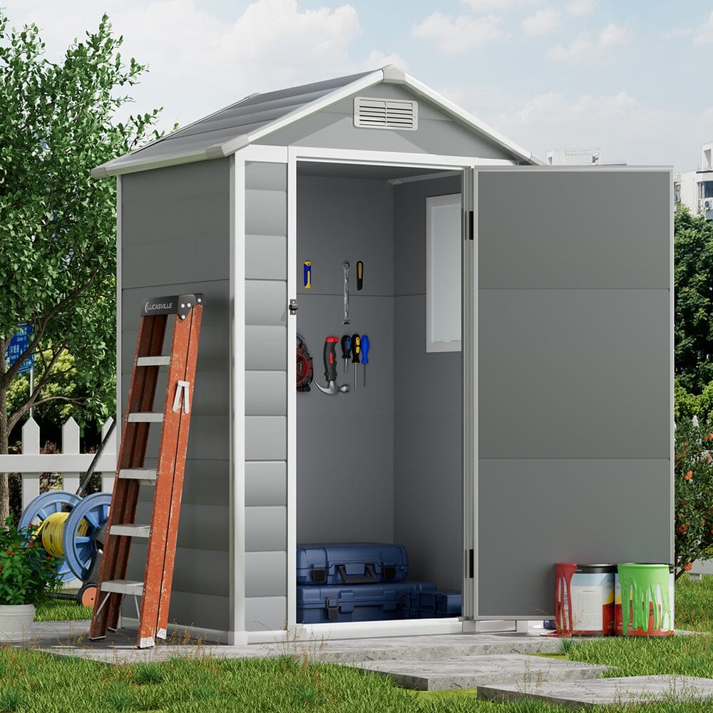 4×3ft Plastic Grey Garden Sanctuary Storage Shed with Lockable Door