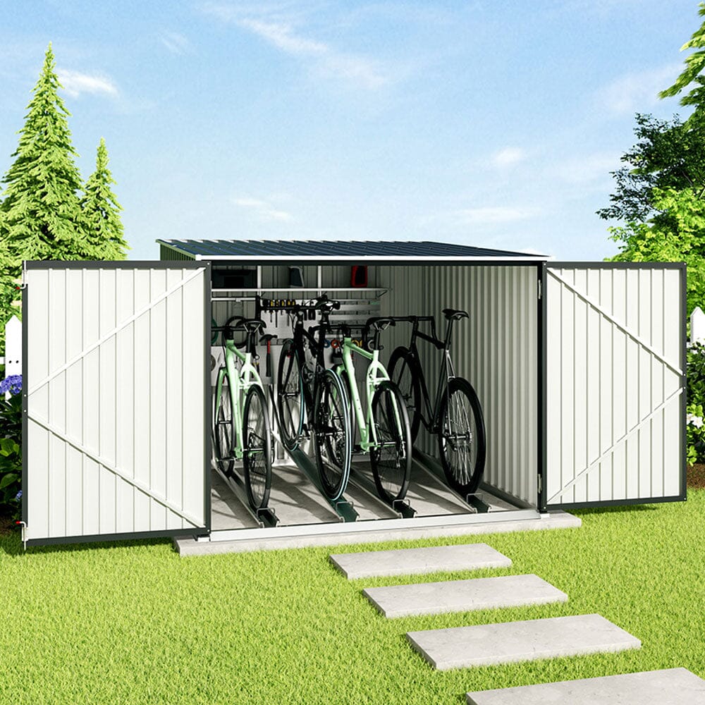6ft Gardens Plan Galvanized Steel Bicycle Storage Shed Charcoal Black