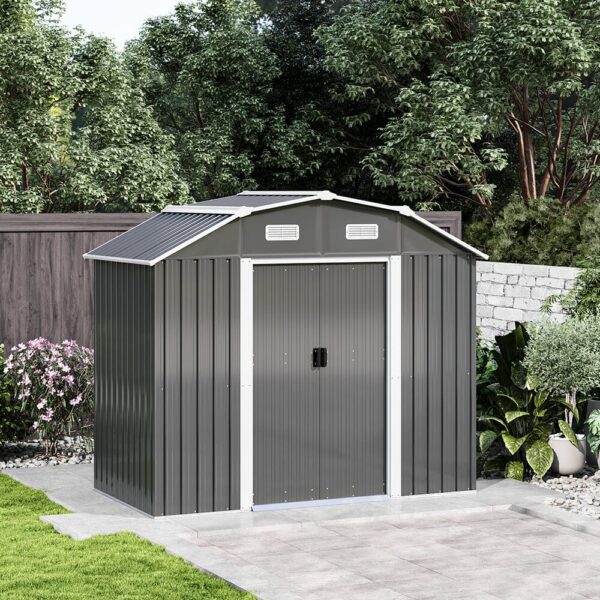 7×4 ft Galvanized Steel Large Acrylic Storage Shed