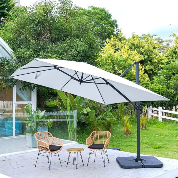 3 x 3 m Square Cantilever Parasol Outdoor Hanging Umbrella for Garden and Patio