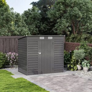 6×4ft Galvanized Steel Outdoor Garden Storage Shed