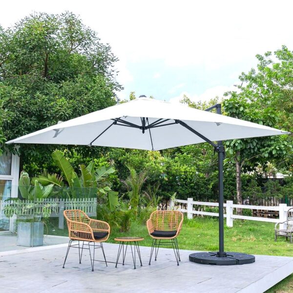 3 x 3 m Square Cantilever Parasol Outdoor Hanging Umbrella for Garden and Patio