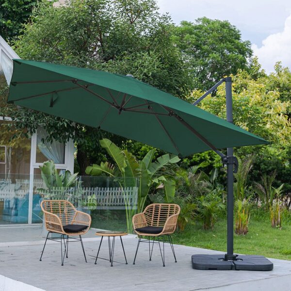 3 x 3 m Square Cantilever Parasol Outdoor Hanging Umbrella for Garden and Patio