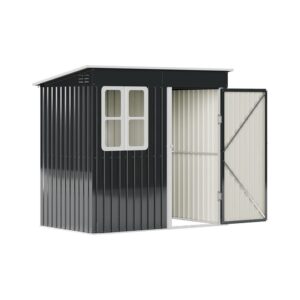 7X4ft/8.5X5.5ft/10x8ft Charcoal Black Storage Shed with Double Doors and Grid Window