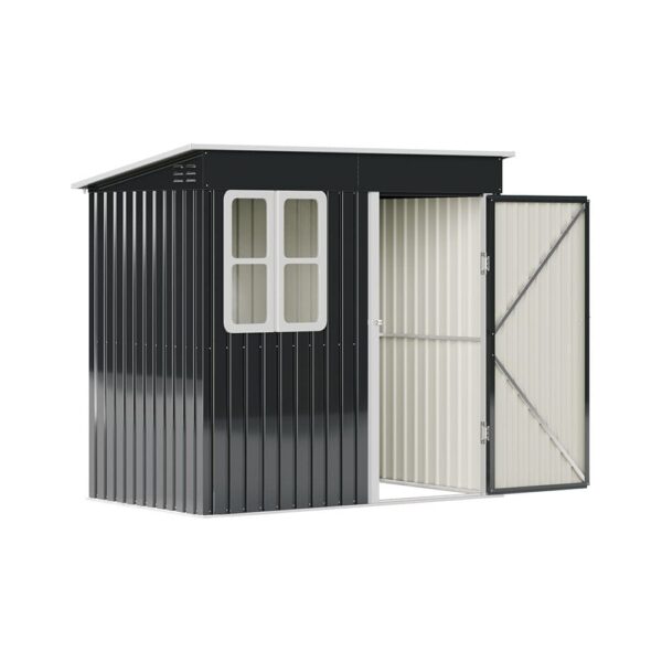 7X4ft/8.5X5.5ft/10x8ft Charcoal Black Storage Shed with Double Doors and Grid Window