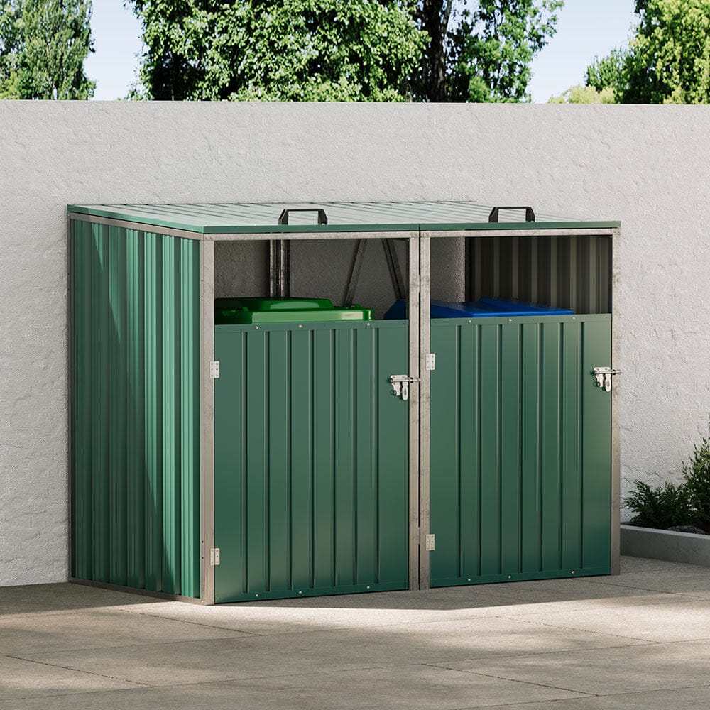 Metal Outdoor Bin Shed for 1/2/3/4 Trash Bins
