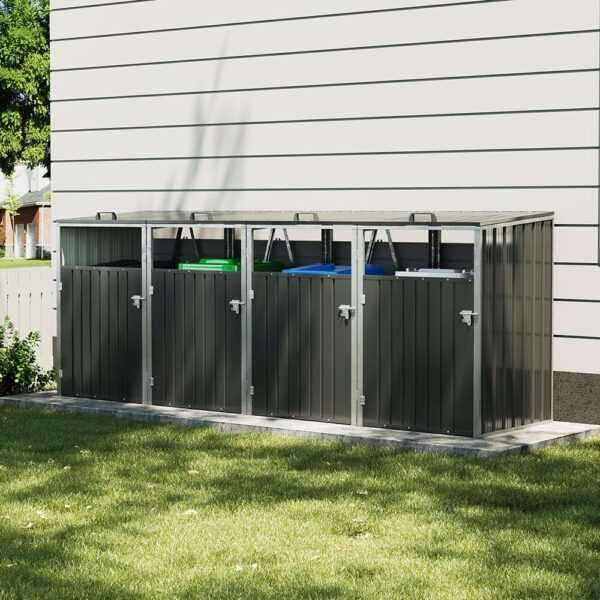 Metal Outdoor Bin Shed for 1/2/3/4 Trash Bins