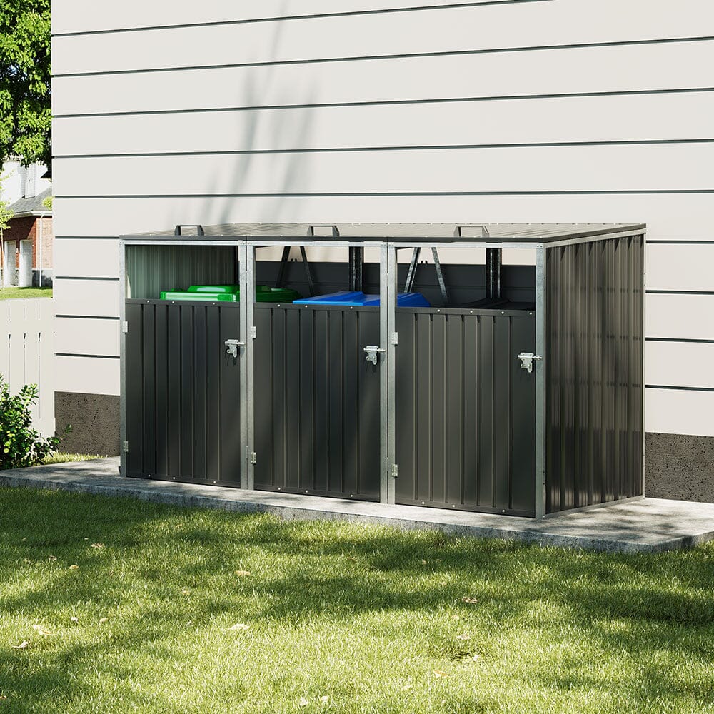 Metal Outdoor Bin Shed for 1/2/3/4 Trash Bins